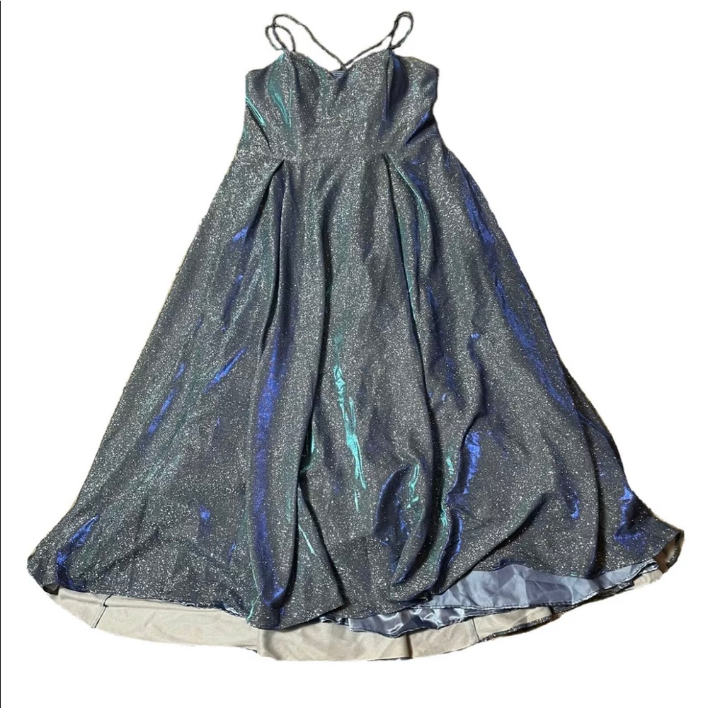 Size 3XL - Women's FIESTA FASHION Sparkle Iridescent Blue Dress Formal